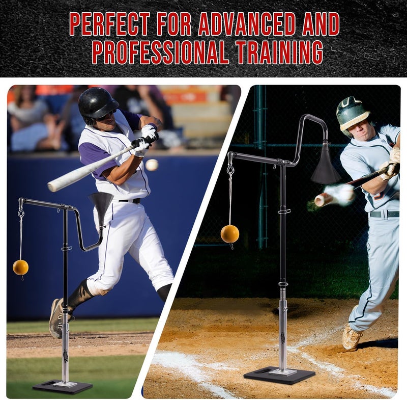 PLAYAPUT 3-In-1 Baseball Softball Batting Tee,5 Hitting Modes To Choose,Auto Reset Baseball Swing Trainner With Tethered Ball,Handrolled Rubber Top,Weighted Base,Height Adjustable Hitting Tee Softball Tee - Image 5